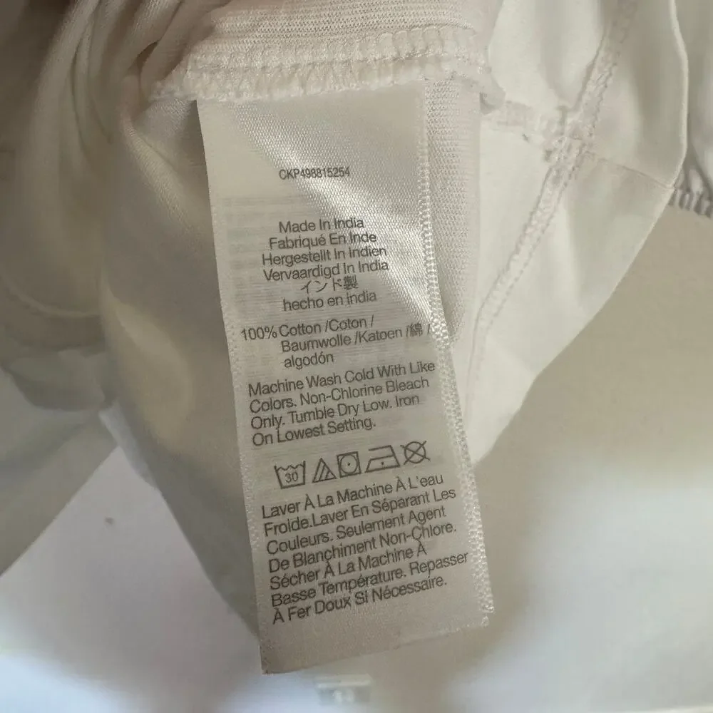 Madewell Puff-Sleeve Tee WMNS M White Crew Neck Cotton Relaxed Fit Ruffle Accent
